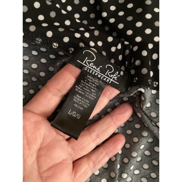 Rene Rofe Women's Robe Size L Black White Grey White Polka Dot - Picture 4 of 6